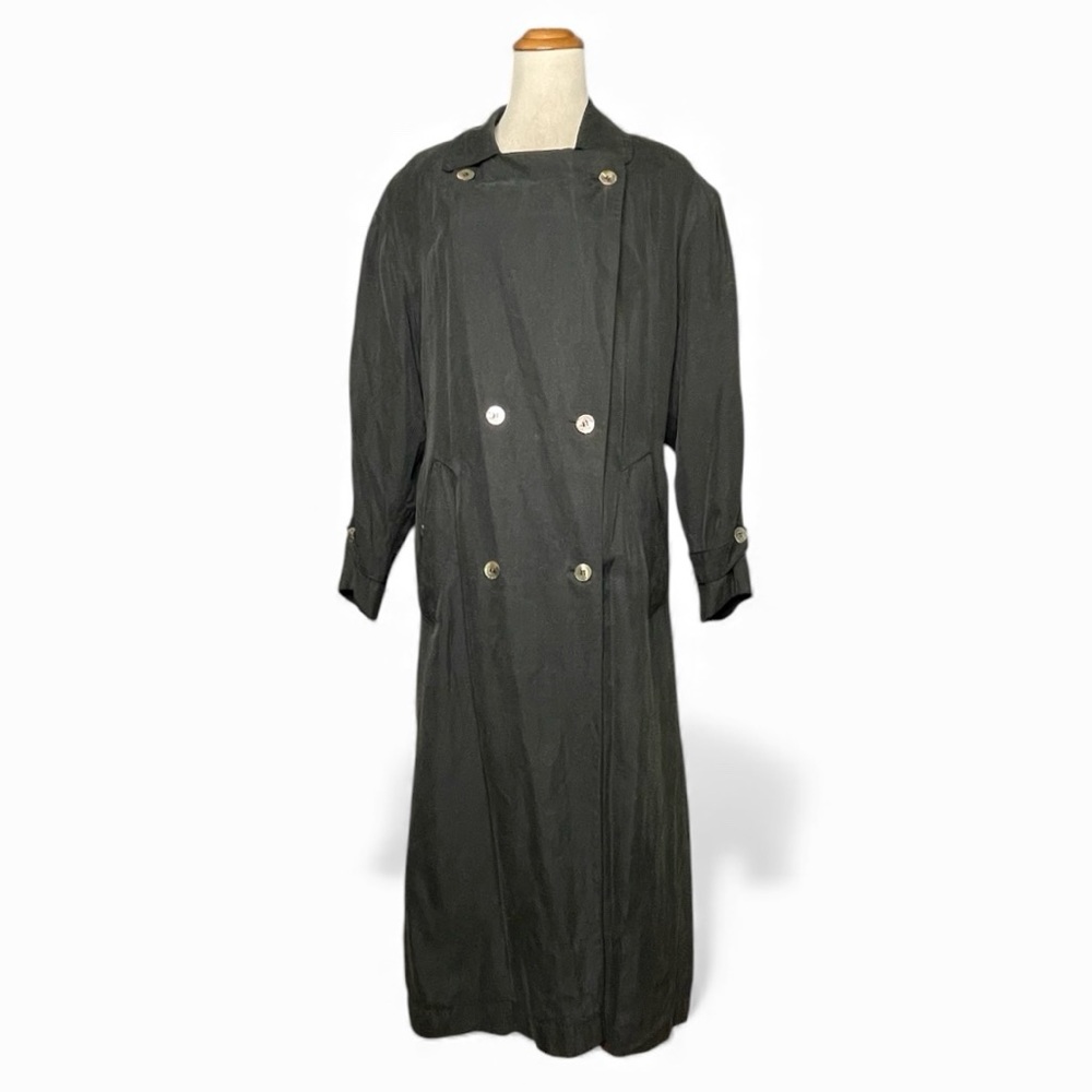 Vintage Black Double-Breasted Women's Trench Coat